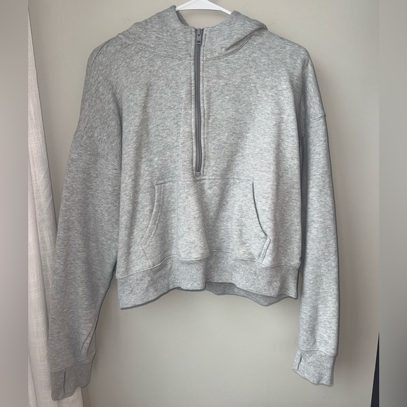 Aritzia Tops - Aritzia TNA Sweatfleece - Boyfriend Fit - Gray Half-Zip Hoodie